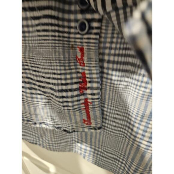 Robert Graham Men XL Plaid Button Down Shirt Blue Gray Contrast Cuff Long Sleeve - Picture 6 of 8